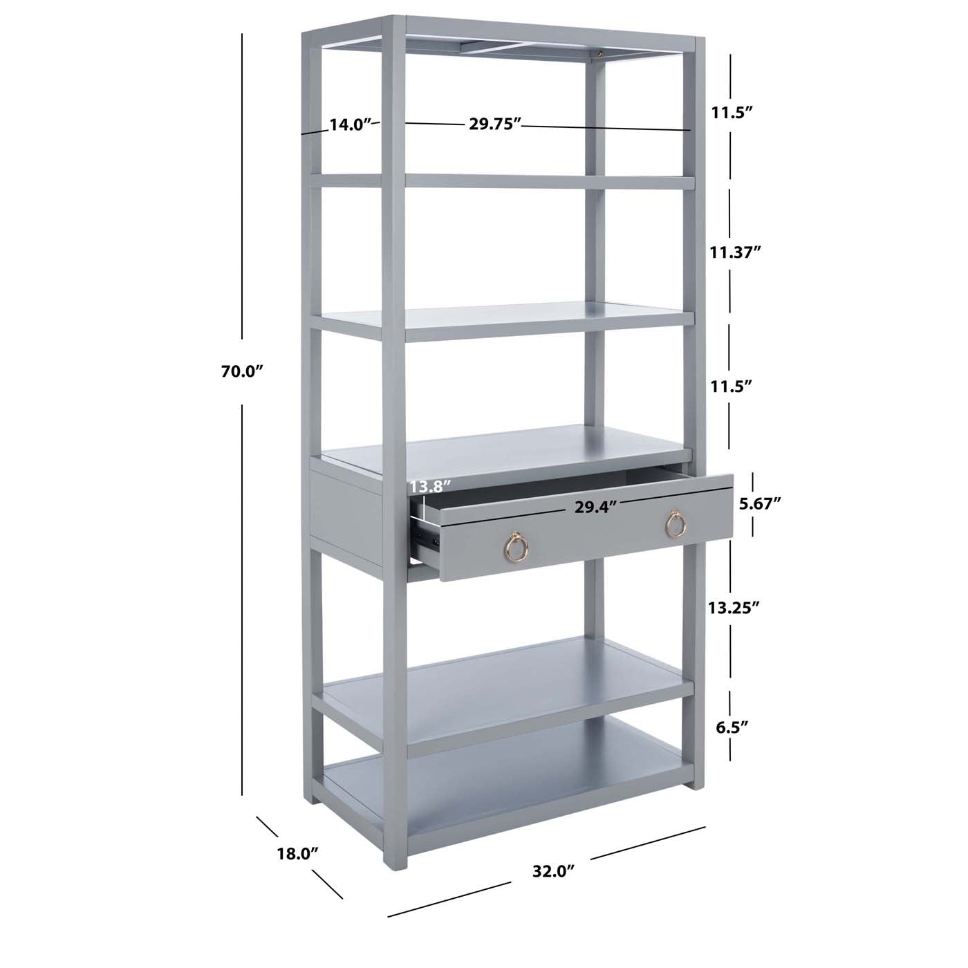 Johni 1 Drawer 5 Shelf Etagere | Safavieh - Grey