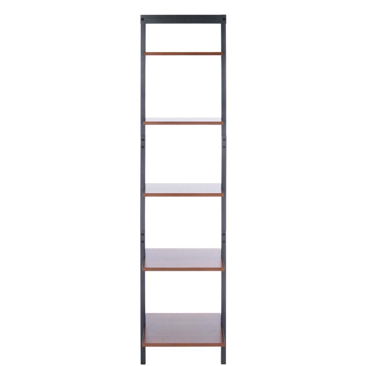 Allaire 5 Tier Leaning Etagere-Honey Brown / Charcoal