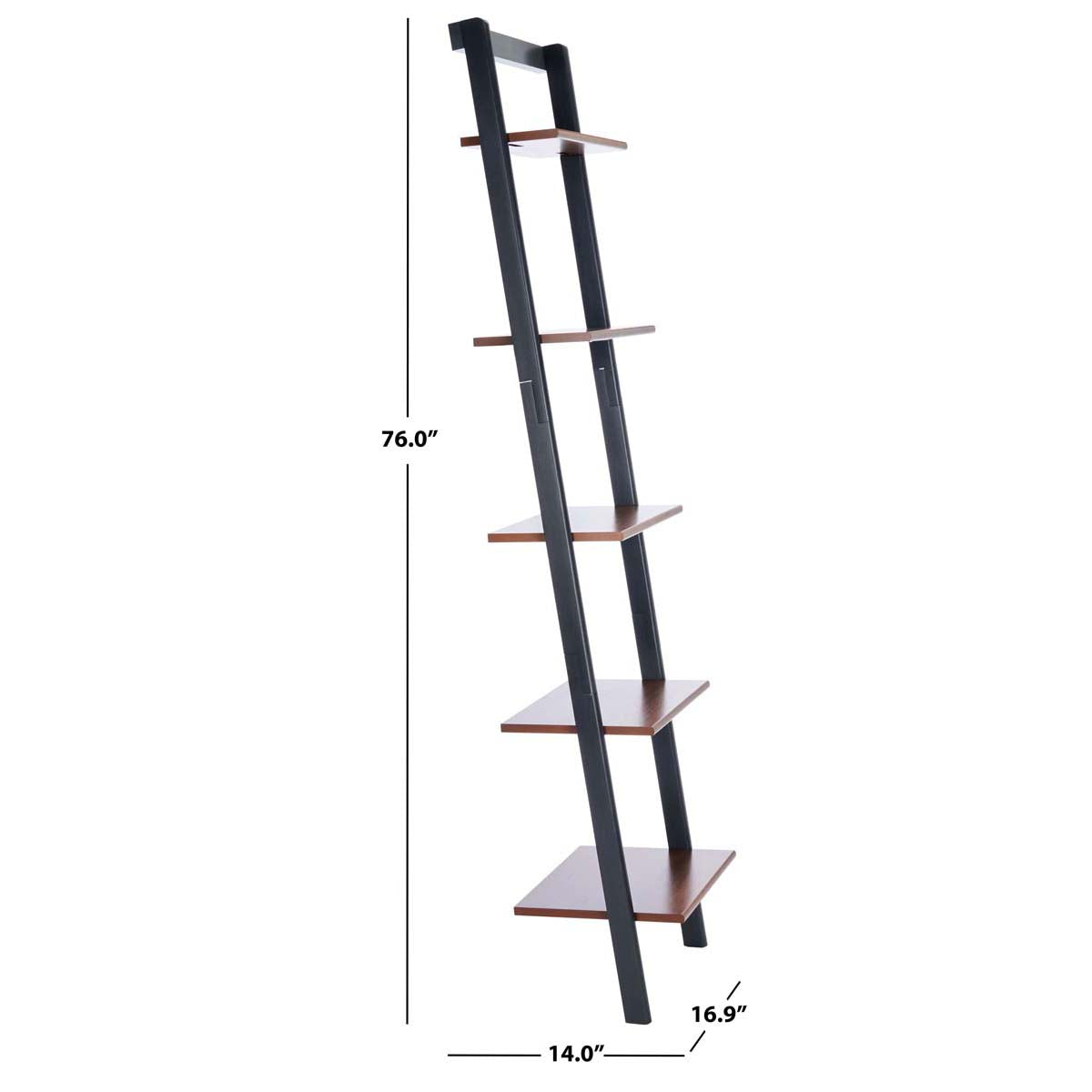 Allaire 5 Tier Leaning Etagere-Honey Brown / Charcoal