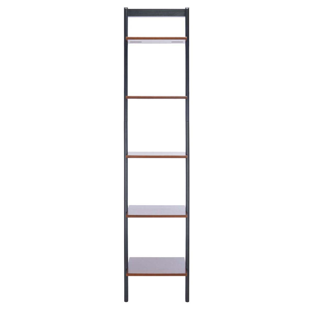 Allaire 5 Tier Leaning Etagere-Honey Brown / Charcoal