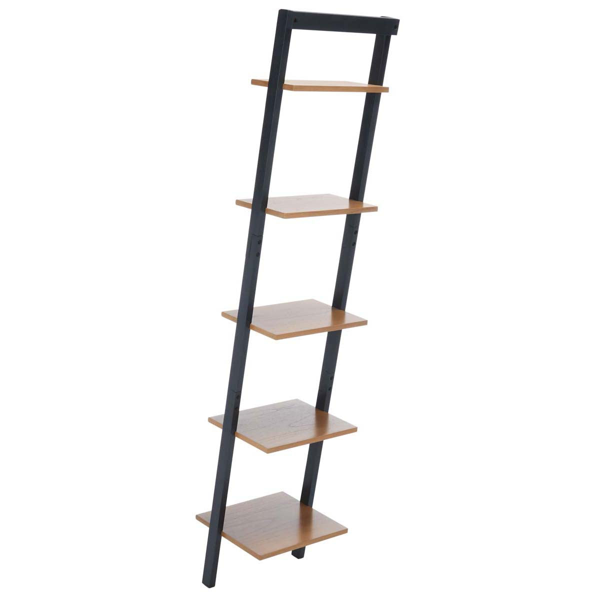 Allaire 5 Tier Leaning Etagere | Safavieh - Natural / Charcoal