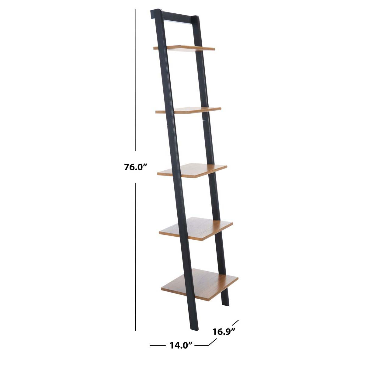 Allaire 5 Tier Leaning Etagere | Safavieh - Natural / Charcoal