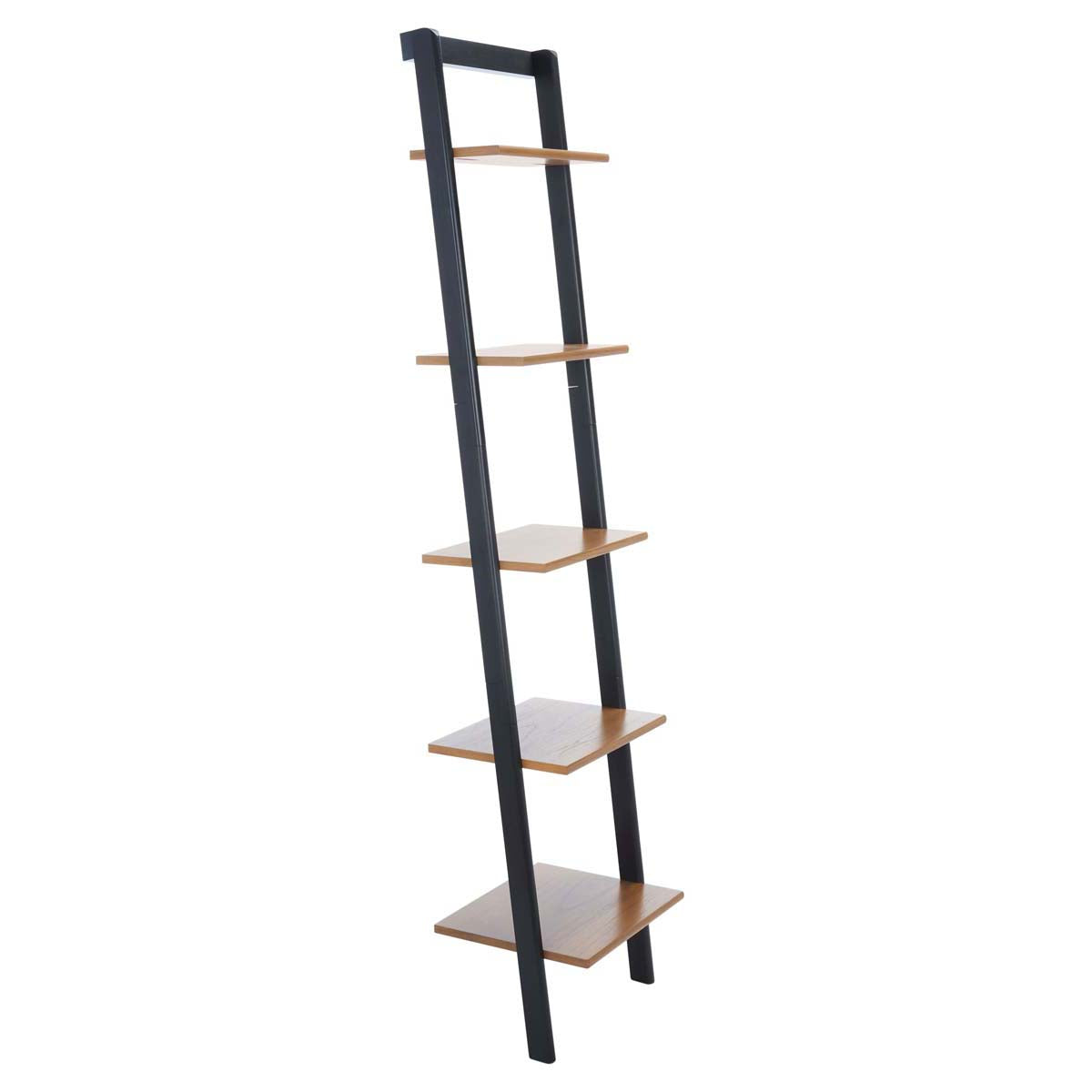 Allaire 5 Tier Leaning Etagere | Safavieh - Natural / Charcoal