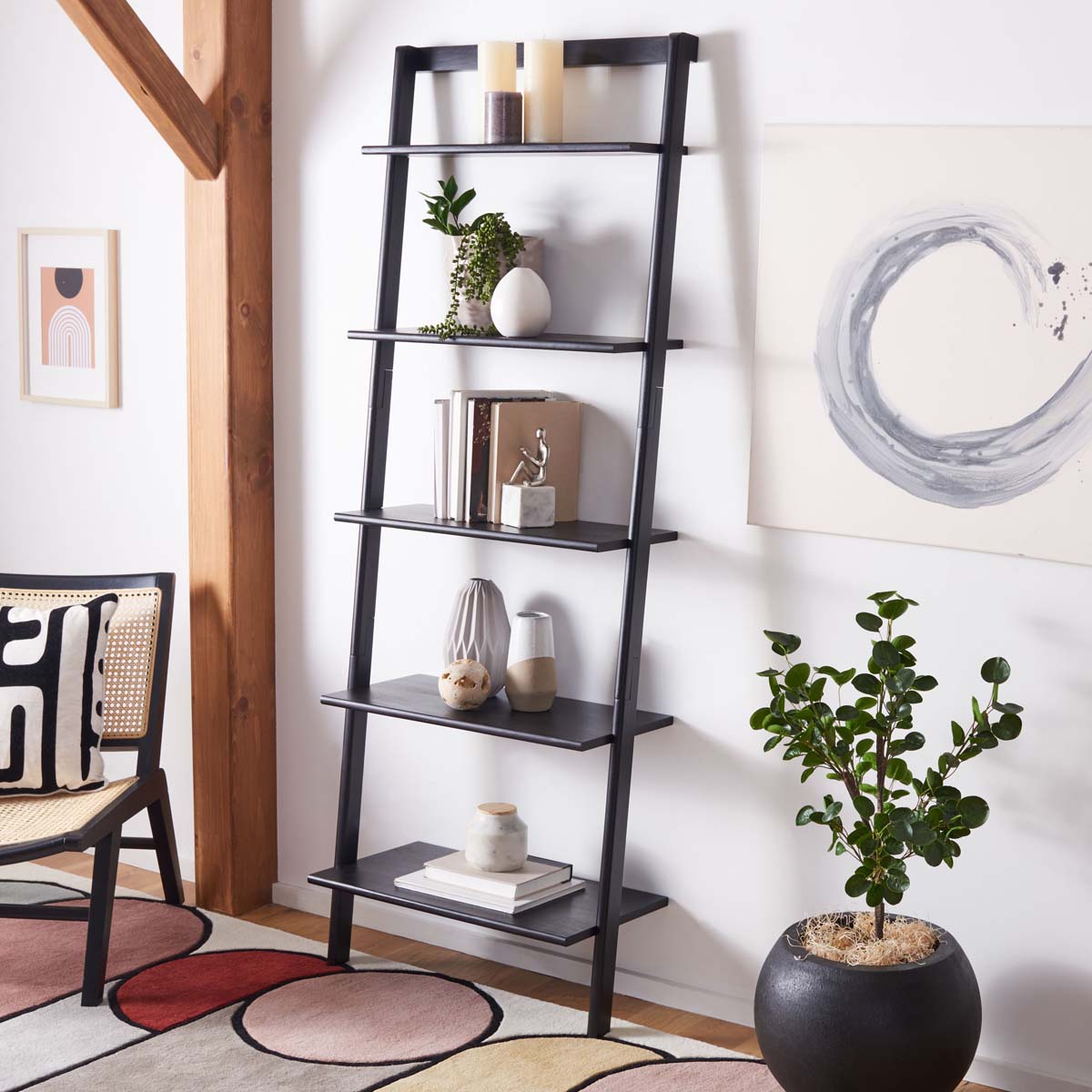 Cullyn 5 Tier Leaning Etagere | Safavieh - Black