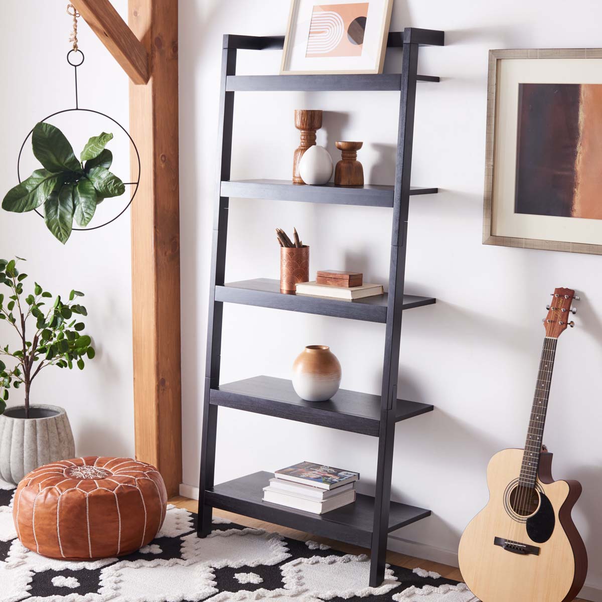 Beauregard 5 Tier Leaning Etagere | Safavieh - Black