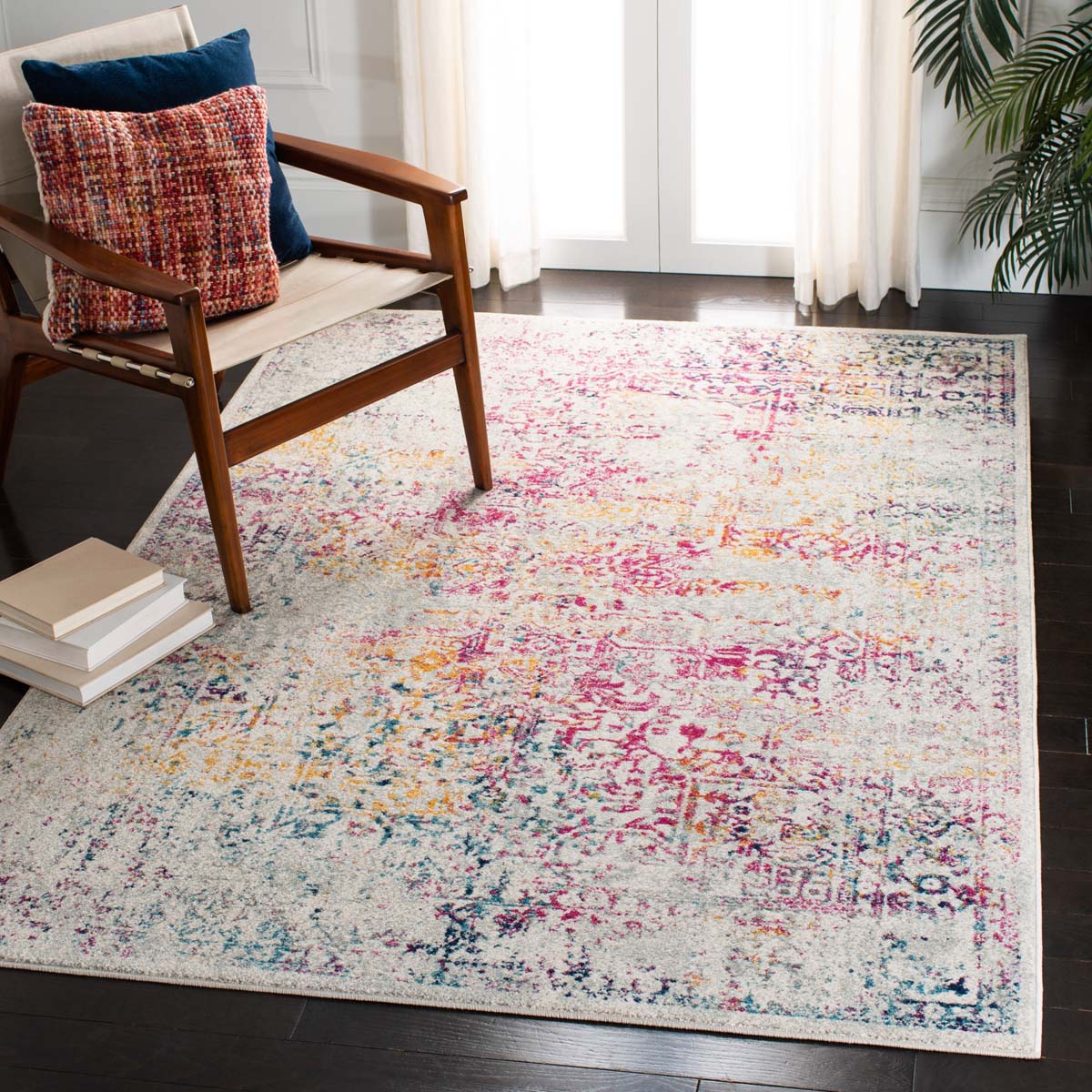 Safavieh Evoke 256 Rug, White, EVK256 - Ivory / Fuchsia