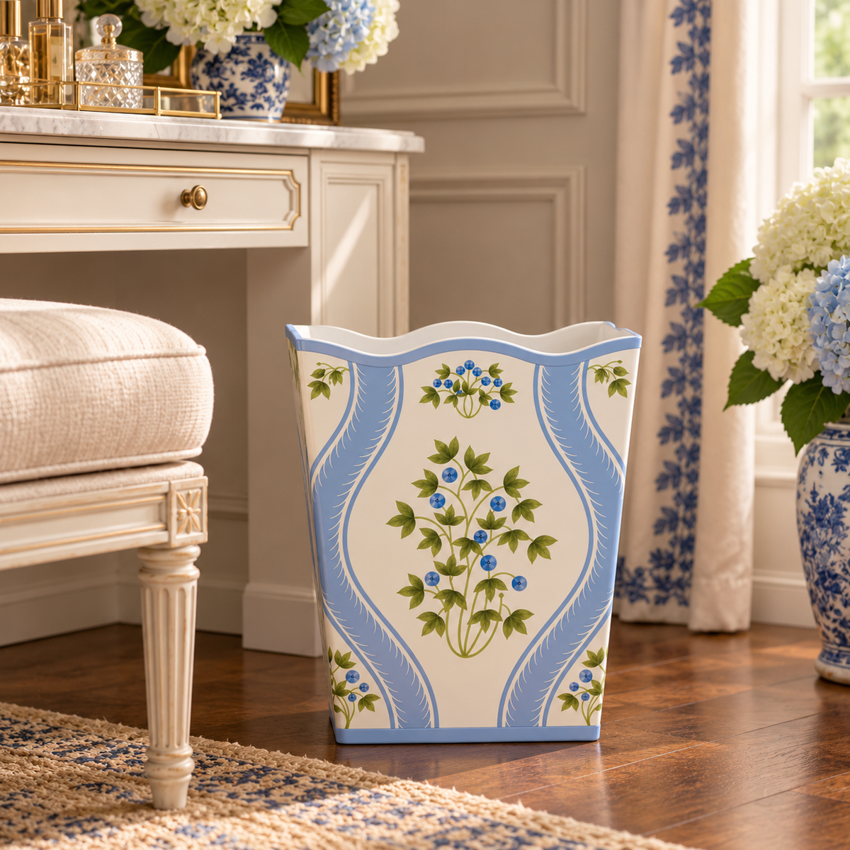 Blueberry Square Wastepaper Basket & Tissue Holder (2 Options)