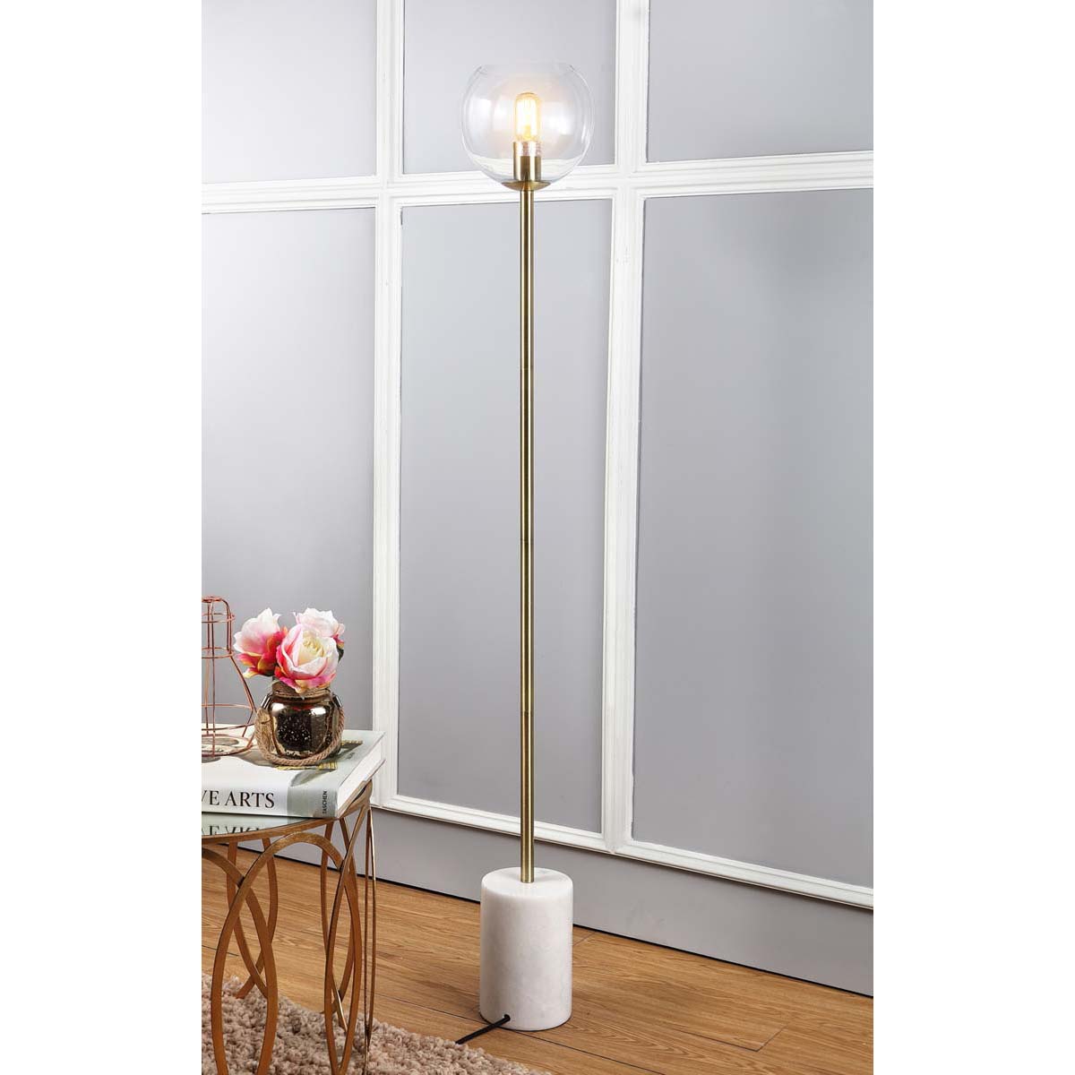 Safavieh Bradley Floor Lamp, FLL4002 - White/Brass Gold