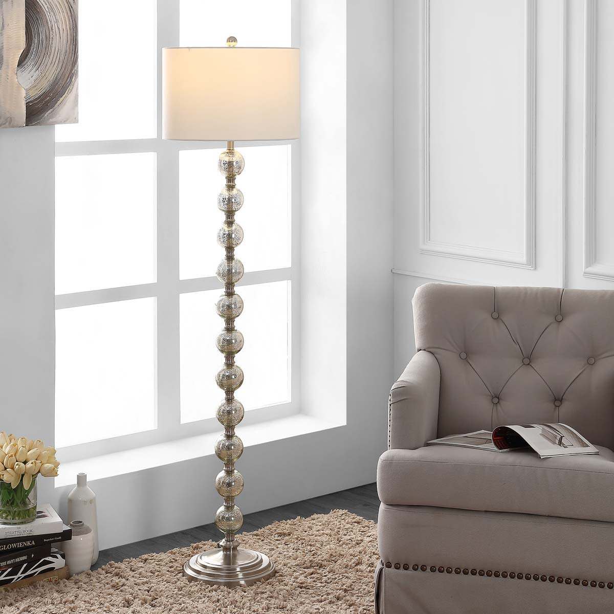 Safavieh Cace Floor Lamp, FLL4074 - Nickel/Ivory