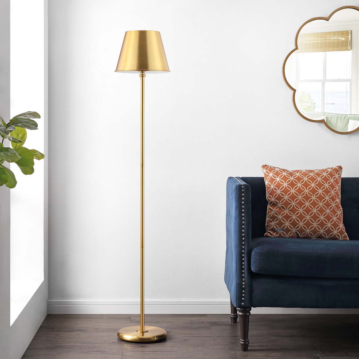 Safavieh Asher Iron Floor Lamp , FLL4094 - Brass