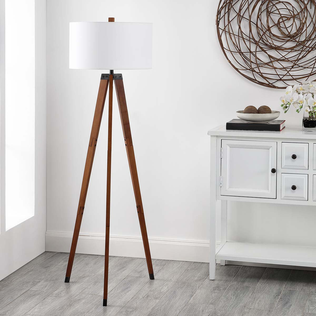 Safavieh Cameo Floor Lamp , FLL4102 - Walnut