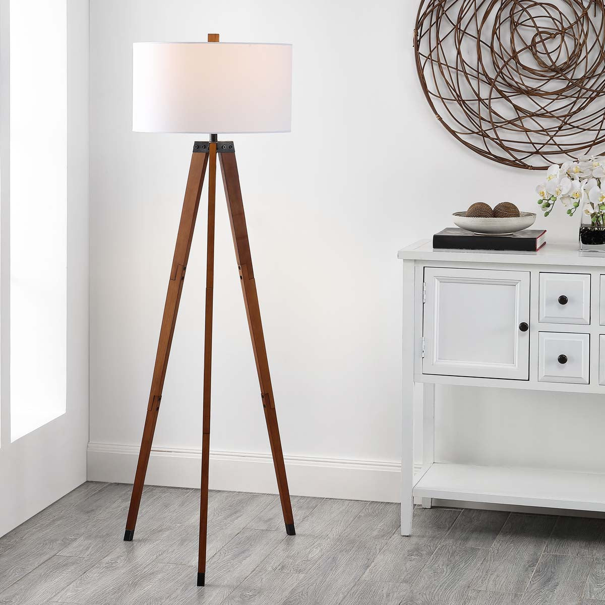 Safavieh Cameo Floor Lamp , FLL4102 - Walnut