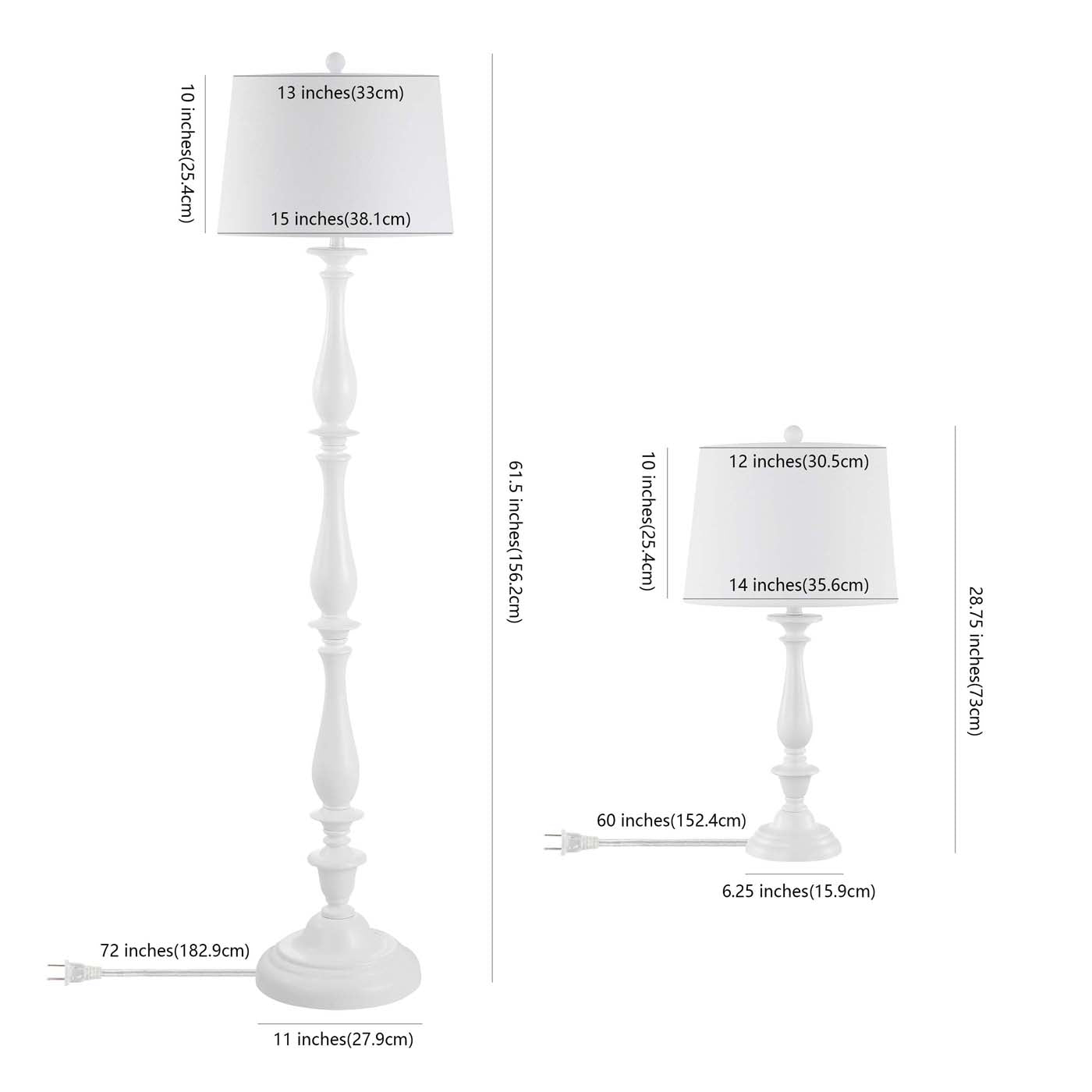 Safavieh Bessie Candlestick Floor And Table Lamp Set , FLT4002 - White