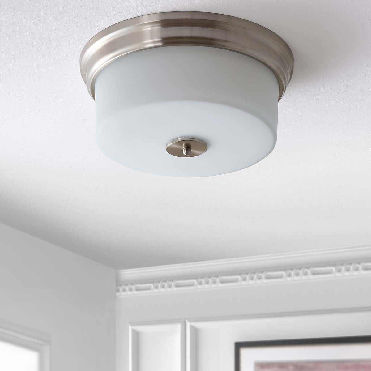 Safavieh Dalen Flush Mount, FLU4041 - Brush Nickel/White