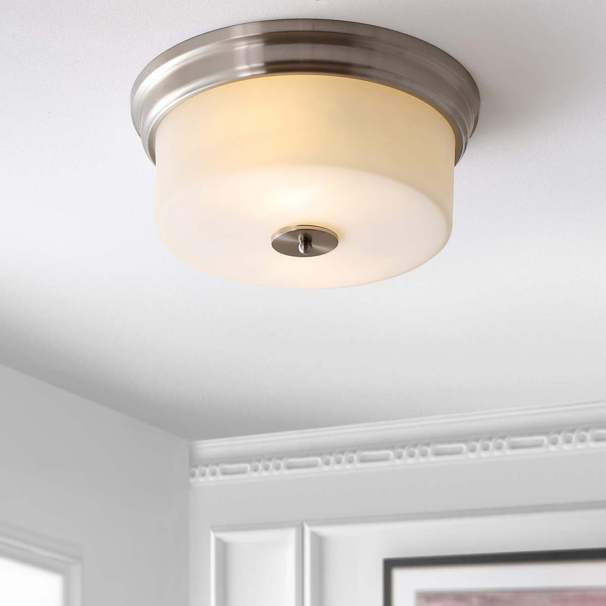 Safavieh Dalen Flush Mount, FLU4041 - Brush Nickel/White