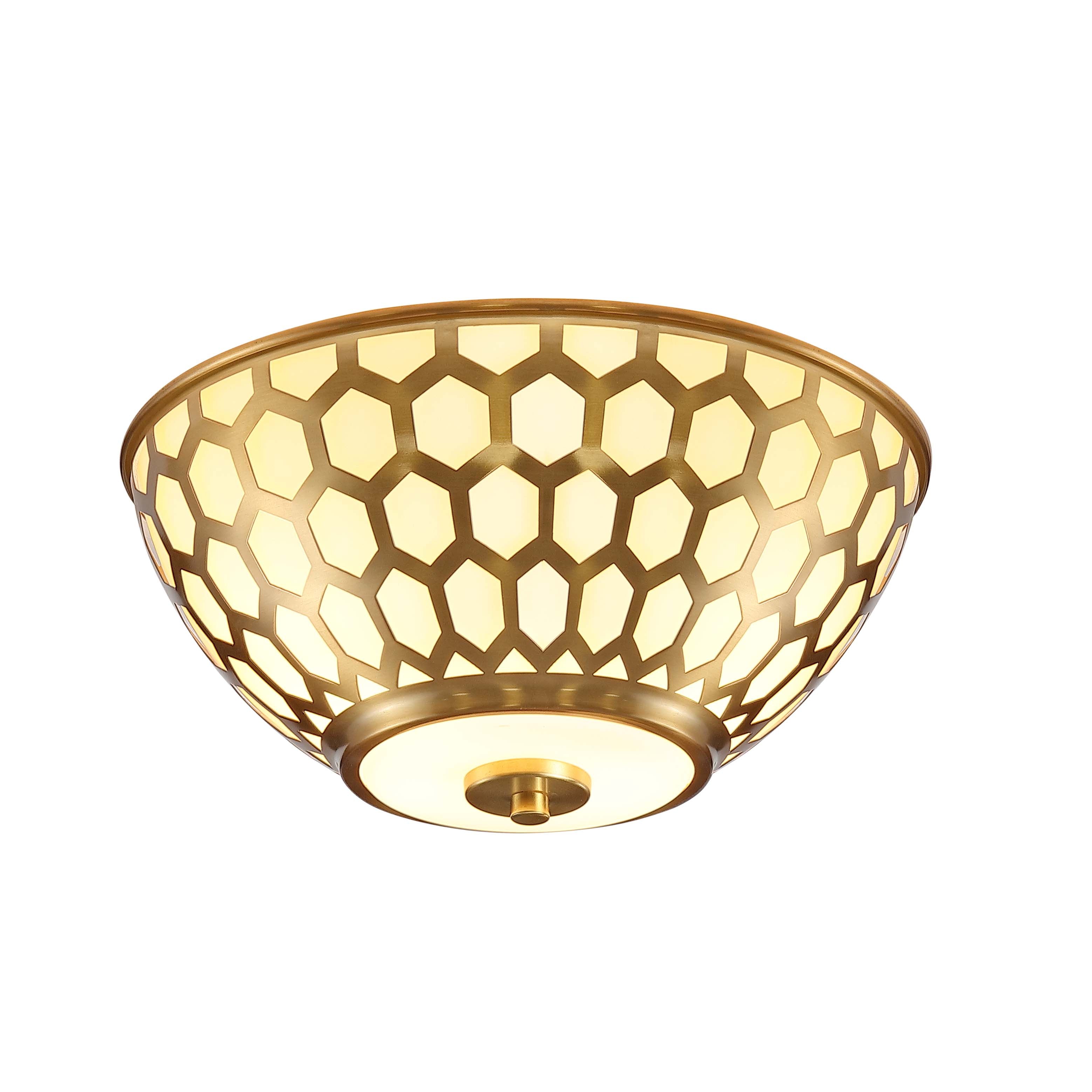 Safavieh Carlina Flush Mount , FLU4083 - Brass Gold/White Glass