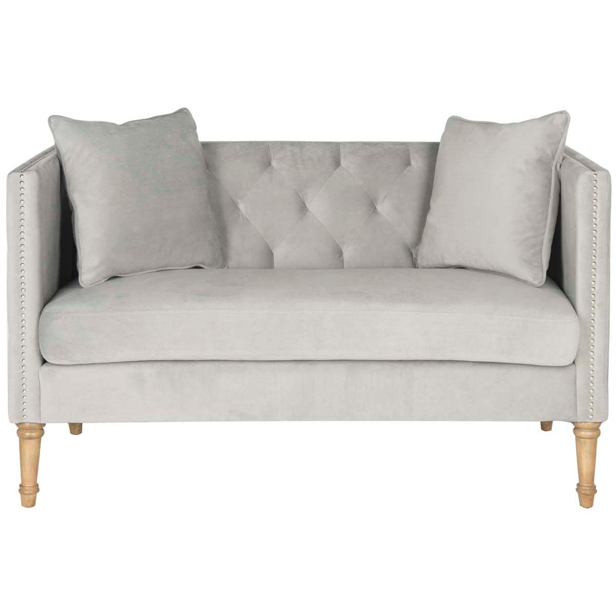 Safavieh Sarah Tufted Settee With Pillows , FOX6206 - Grey