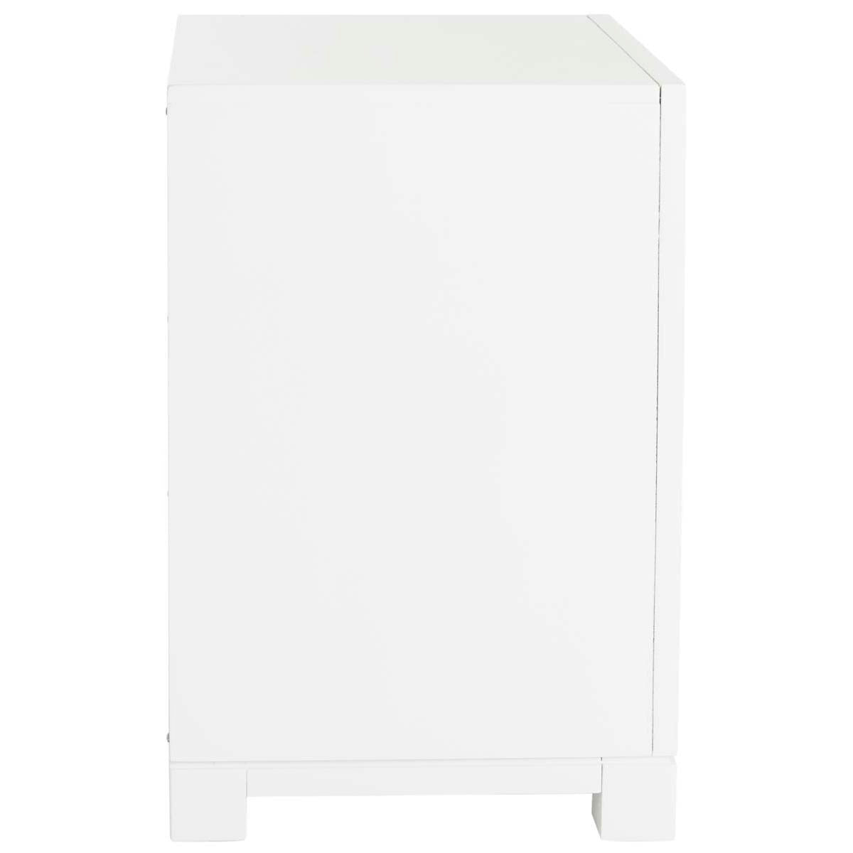 Raina Three Drawer Greek Key Night Stand | Safavieh - White