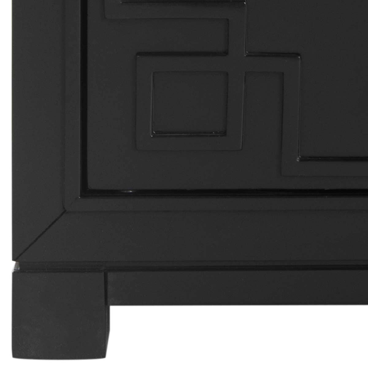 Raina Three Drawer Greek Key Night Stand | Safavieh - Black