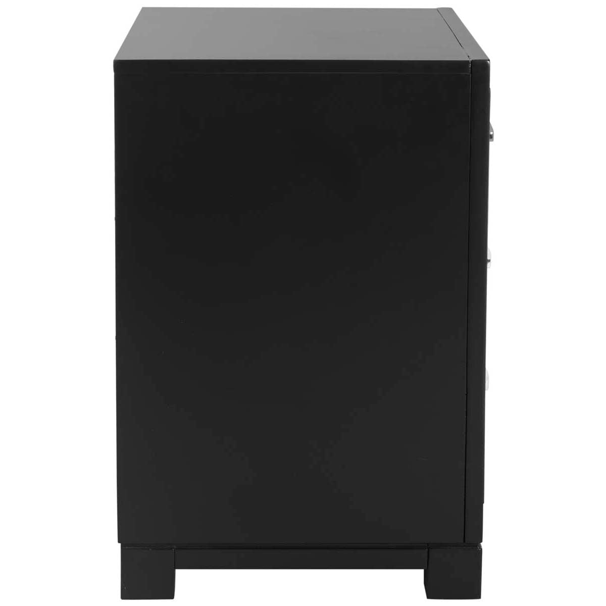 Raina Three Drawer Greek Key Night Stand | Safavieh - Black