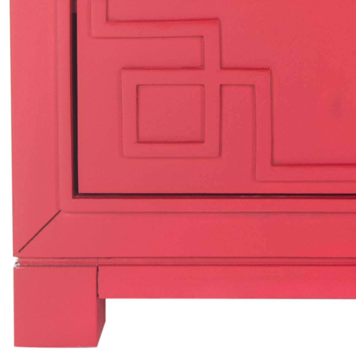 Raina Three Drawer Greek Key Night Stand | Safavieh - Red