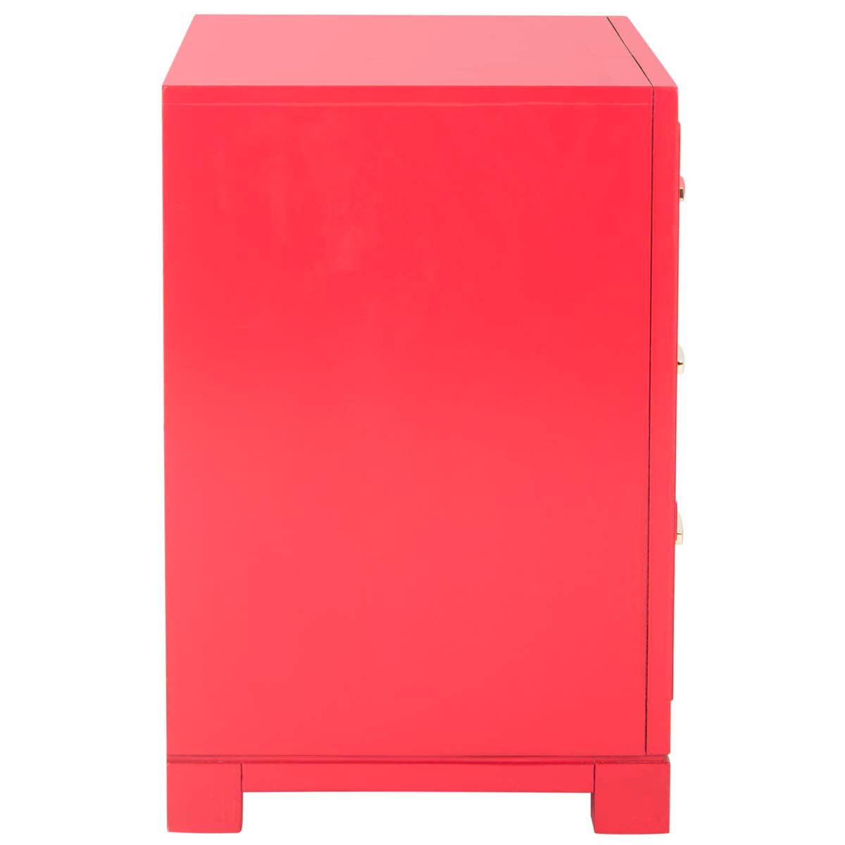 Raina Three Drawer Greek Key Night Stand | Safavieh - Red