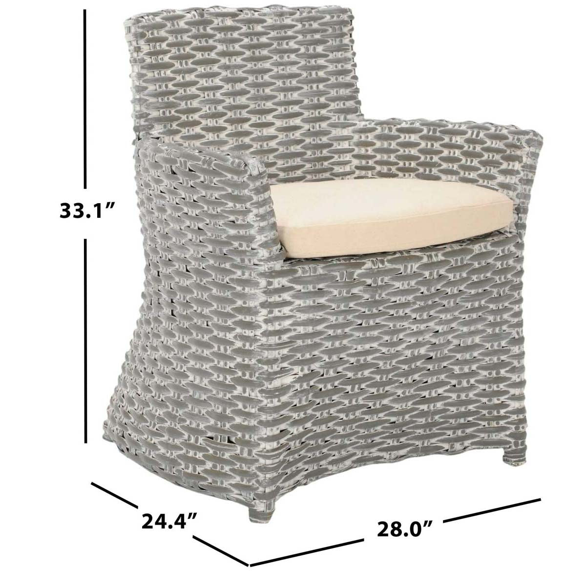 Safavieh Cabana Rattan Arm Chair - Grey White Wash