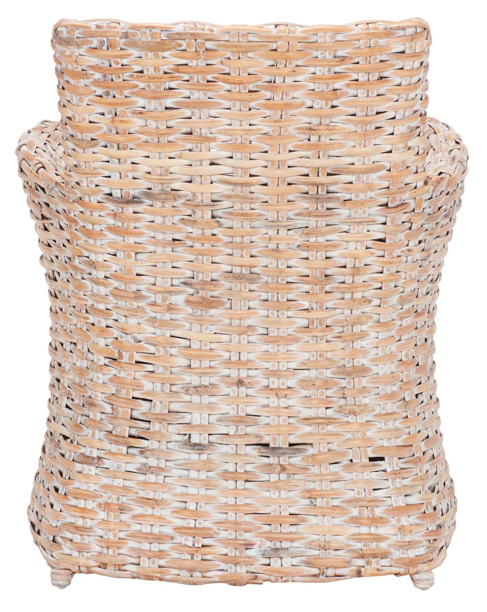 Safavieh Cabana Rattan Arm Chair - White Wash/ White Cushion