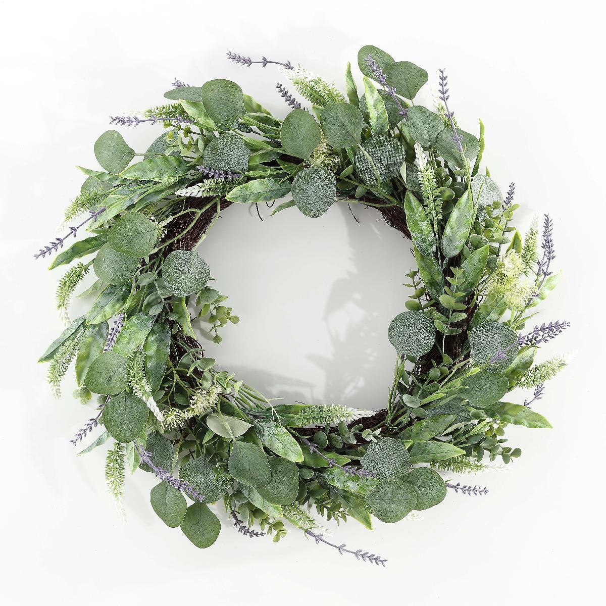 Faux 22 Eucalyptus Leaf & Fennel Wreath | Safavieh - FXP1029 - Green