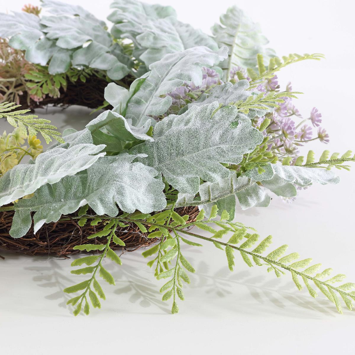 Faux 21 Chrysanthemum & Dusty Miller Wreath | Safavieh - FXP1036 - Multi