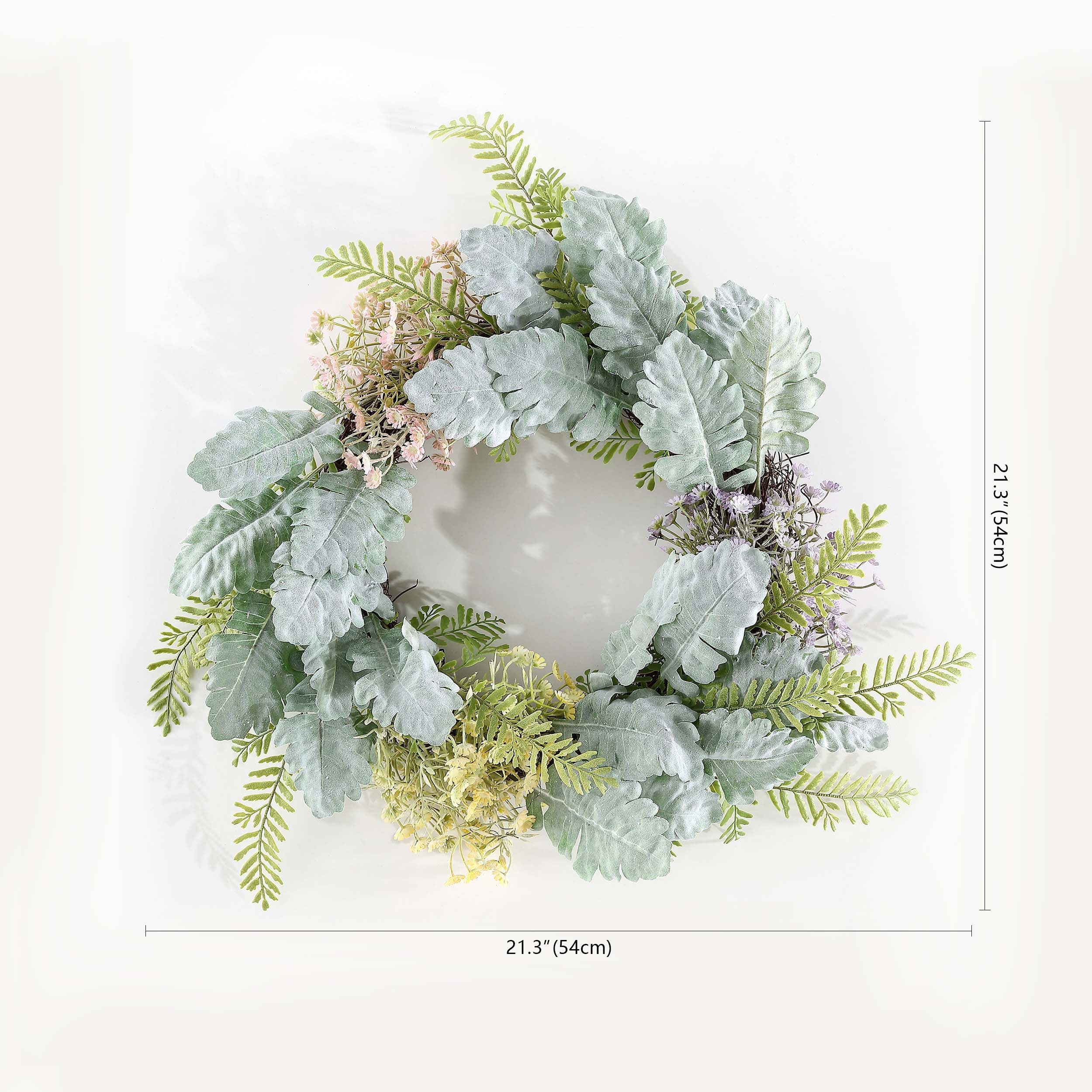 Faux 21 Chrysanthemum & Dusty Miller Wreath | Safavieh - FXP1036 - Multi