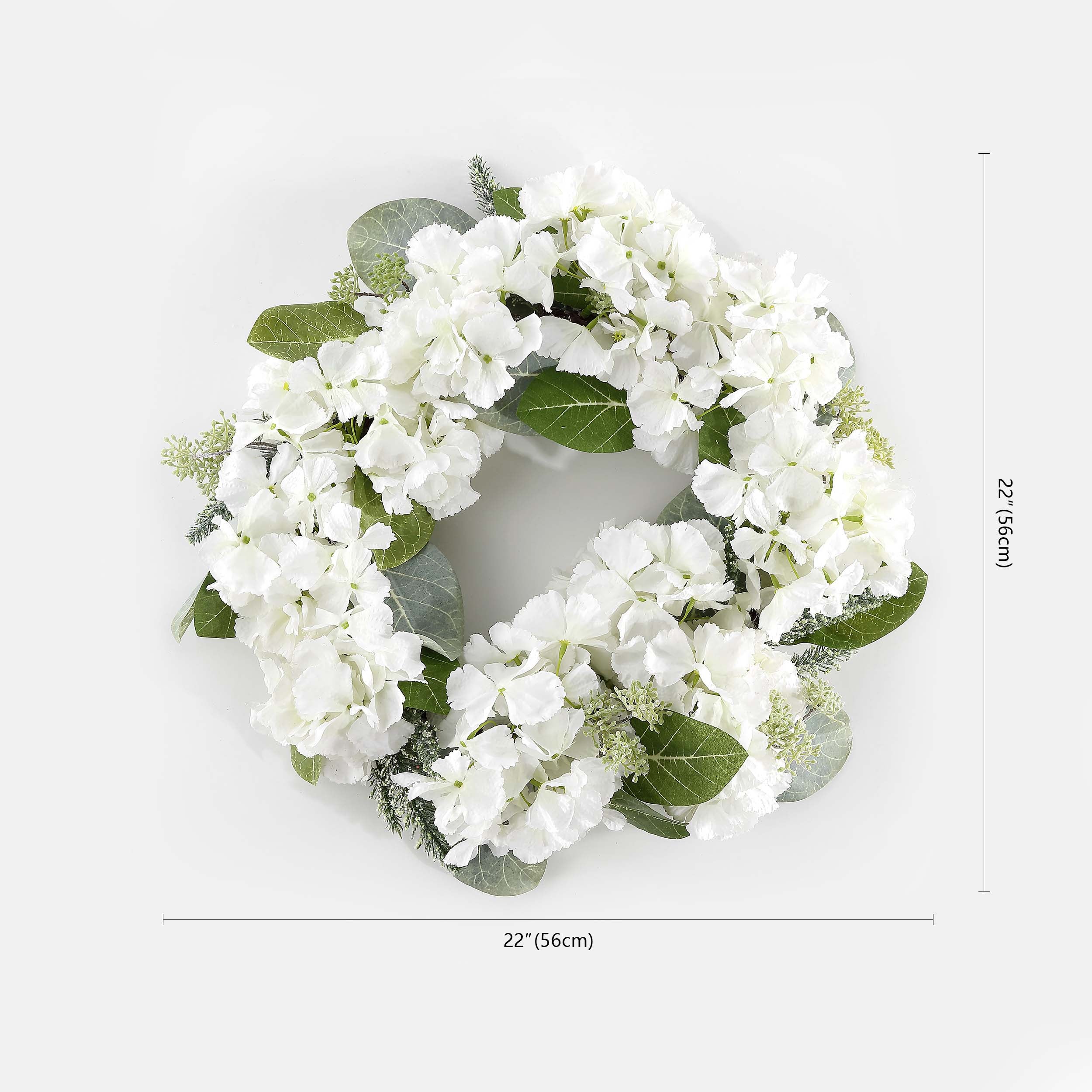 Faux 22 Hydrangea & Magnolia Wreath | Safavieh - FXP1037 - White / Green