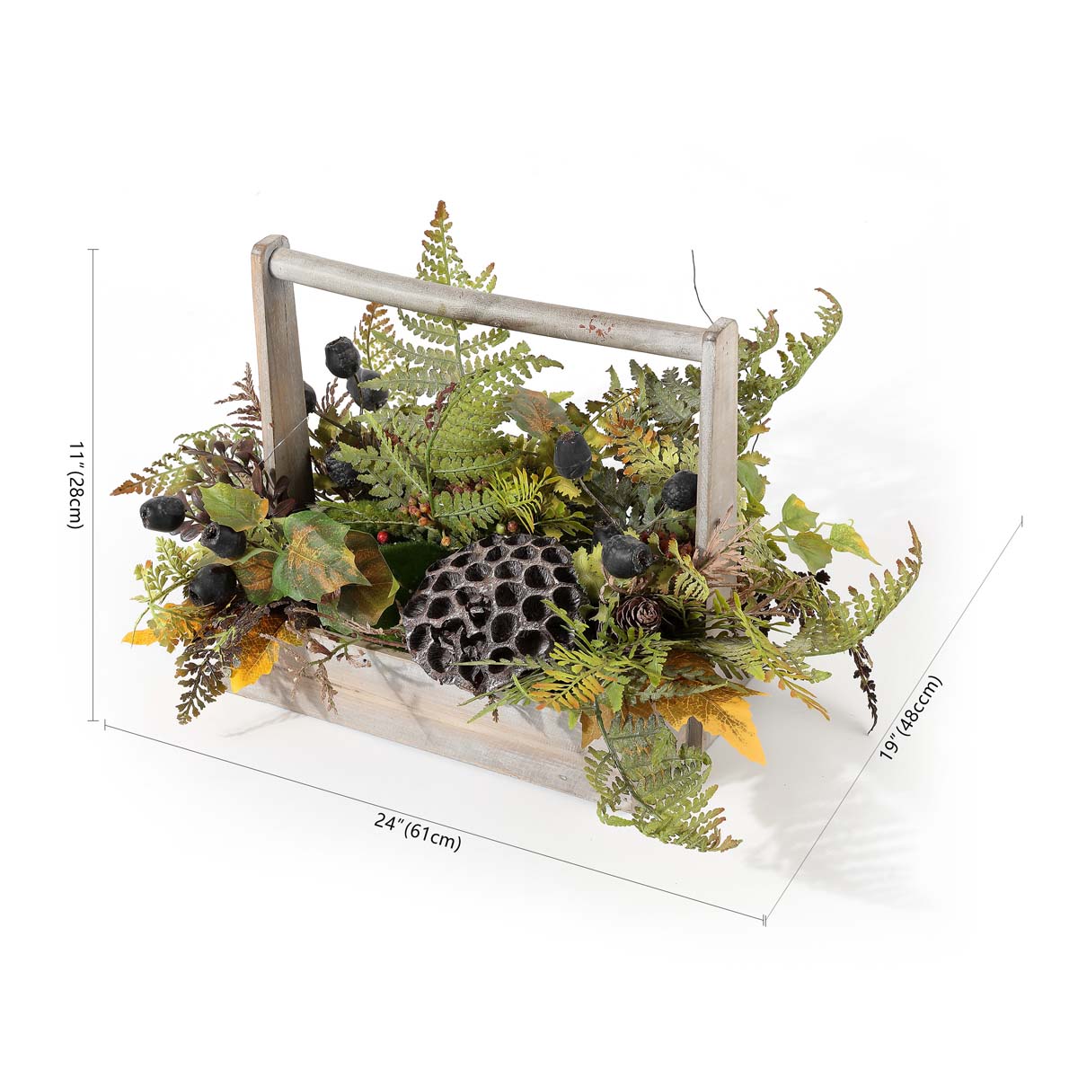 Faux 25 Inch Lotus & Fern Wood Planter | Safavieh - FXP1065 - Multi