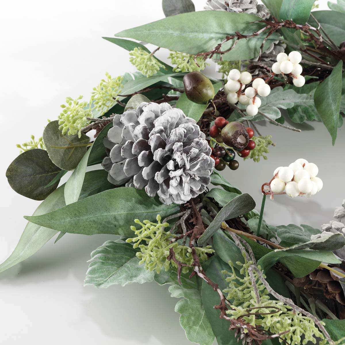 Faux 24 Inch Eucalyptus & Berries Wreath W/ Pine Cones | Safavieh - FXP1072 - Multi