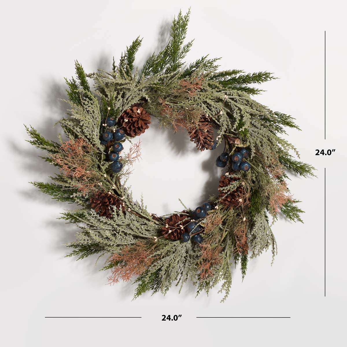 Faux 24 Pine Wreath | Safavieh - FXP1094 - Green / Blue