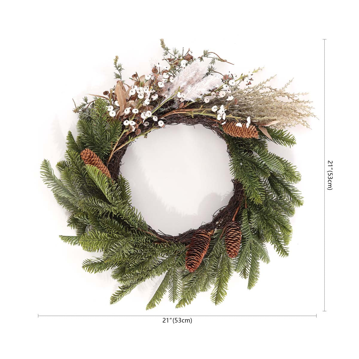 Faux 21 Pine & Olive Leaf Wreath | Safavieh - FXP1095 - Green / White