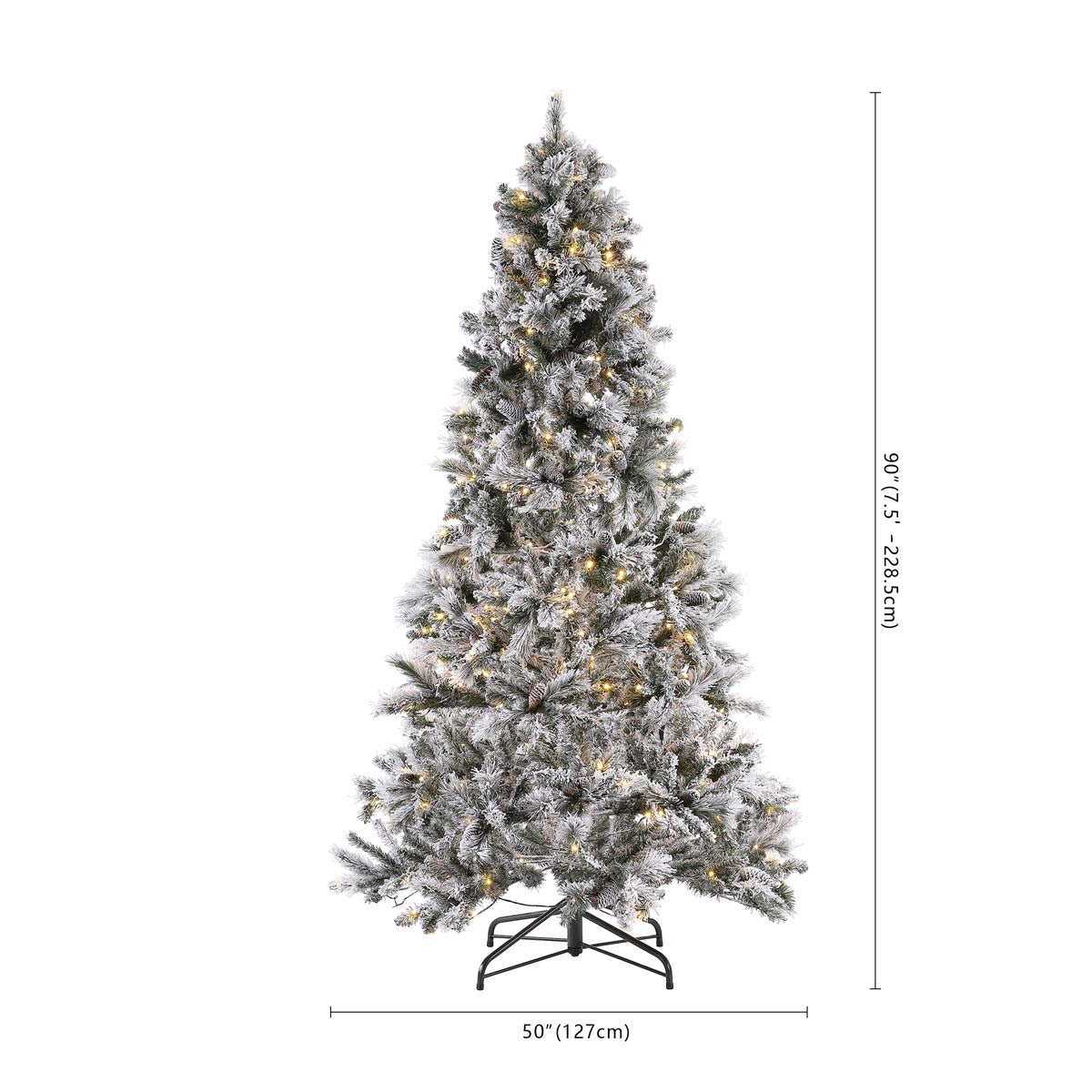 7.5 Ft Pre-Lit Artificial Christmas Tree | Safavieh - FXP2016 - White / Green