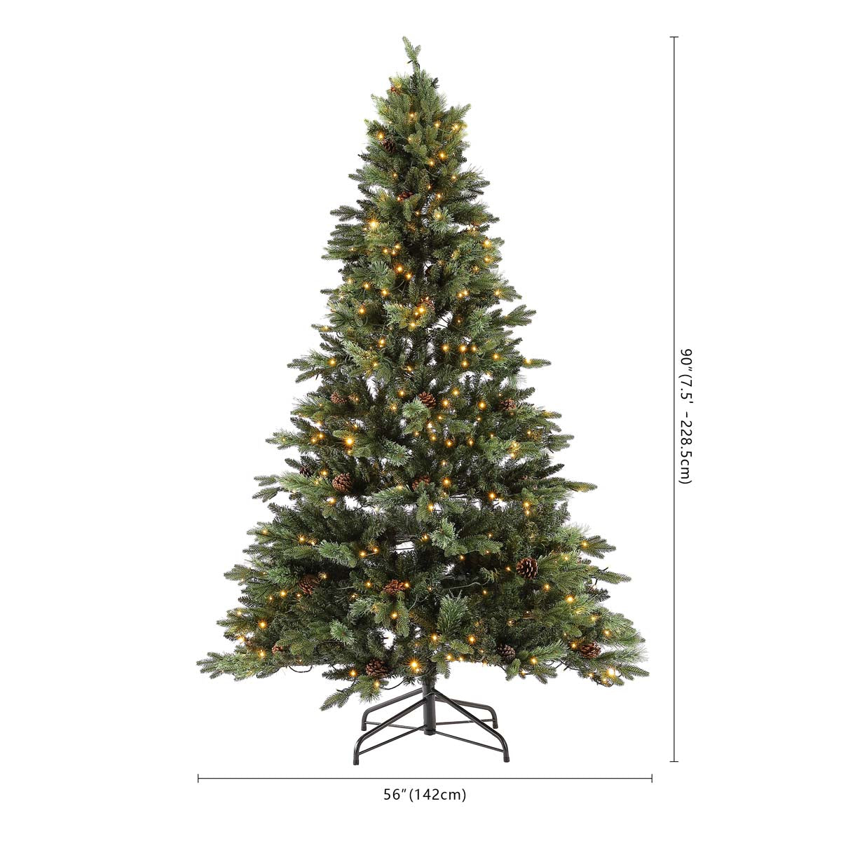 7.5 Ft Pre-Lit Artificial Christmas Tree | Safavieh - FXP2017 - Green