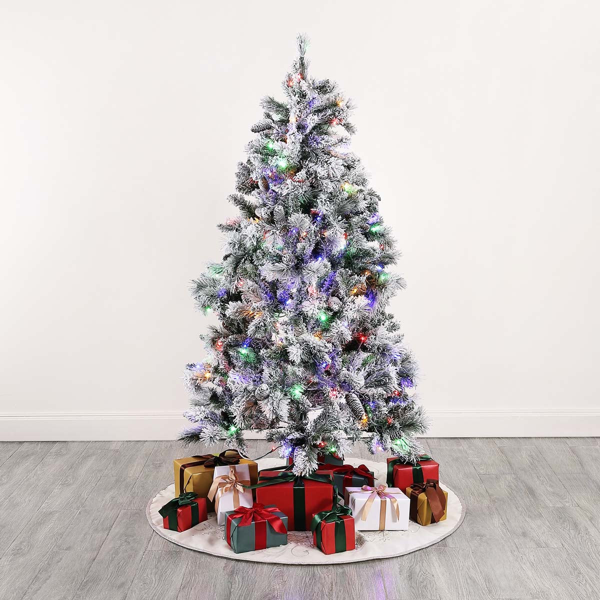 5.5 Ft Pre-Lit Artificial Christmas Tree | Safavieh - FXP2019 - White / Green