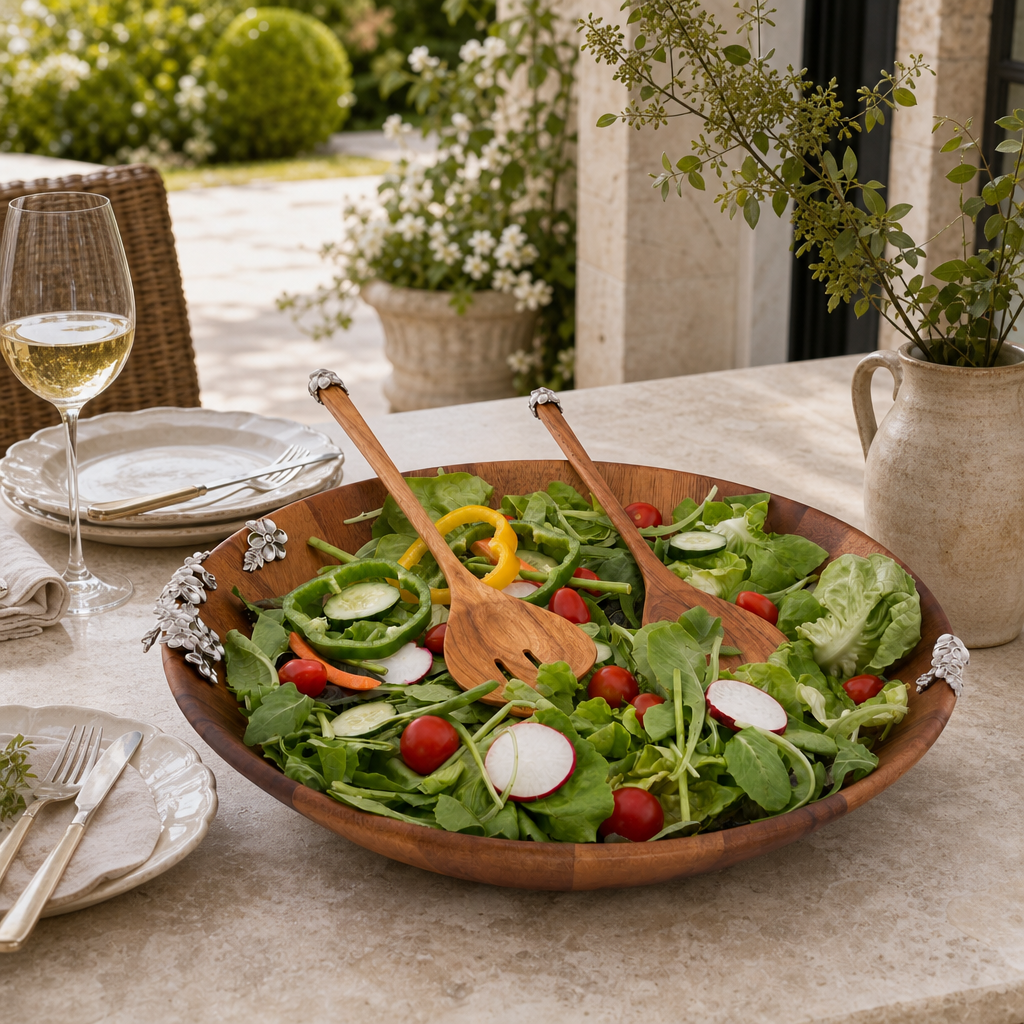 Lilacs Salad Bowl and Servers