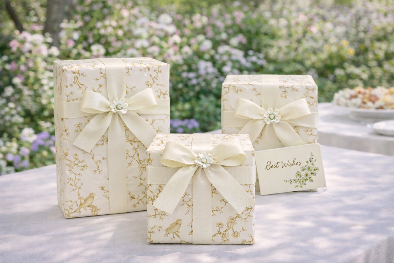 Ivory with Gold Chinoiserie Gift Wrap