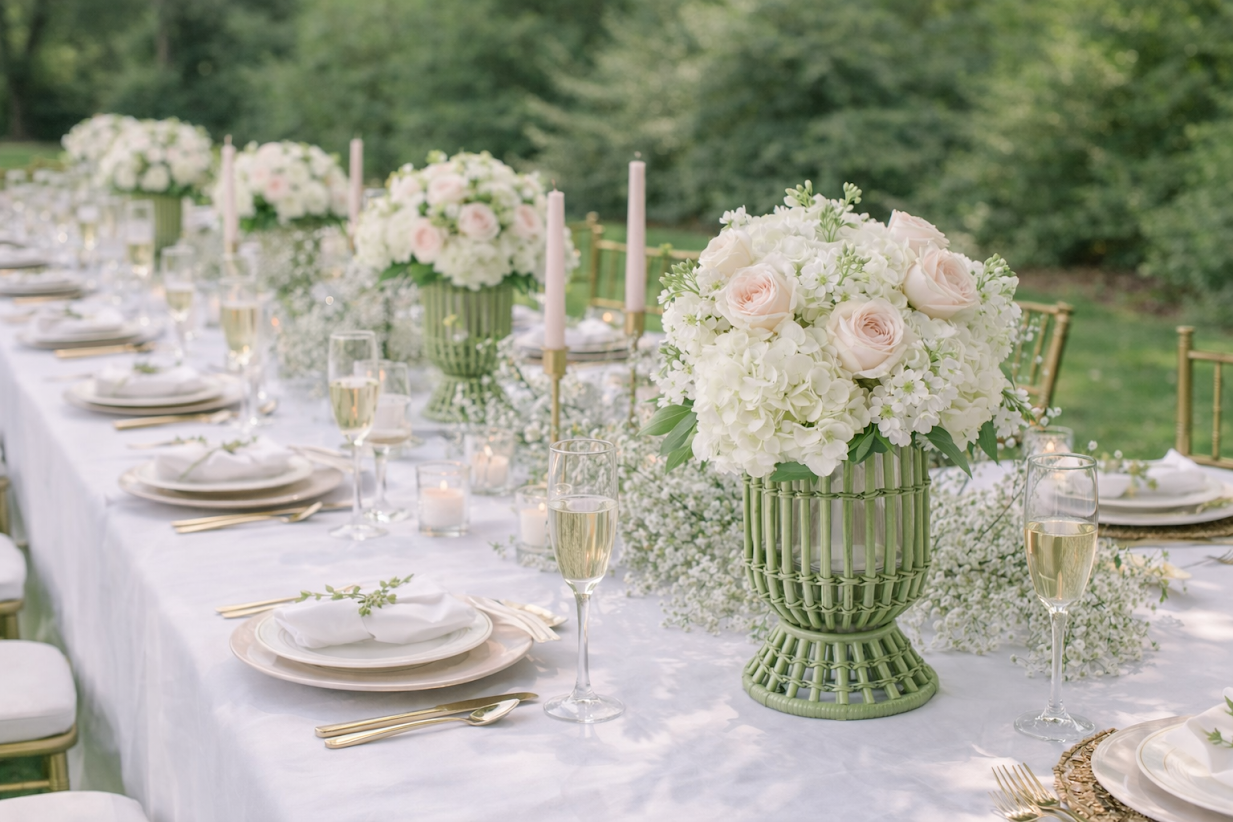 Moss Green Bamboo Wicker Hurricane