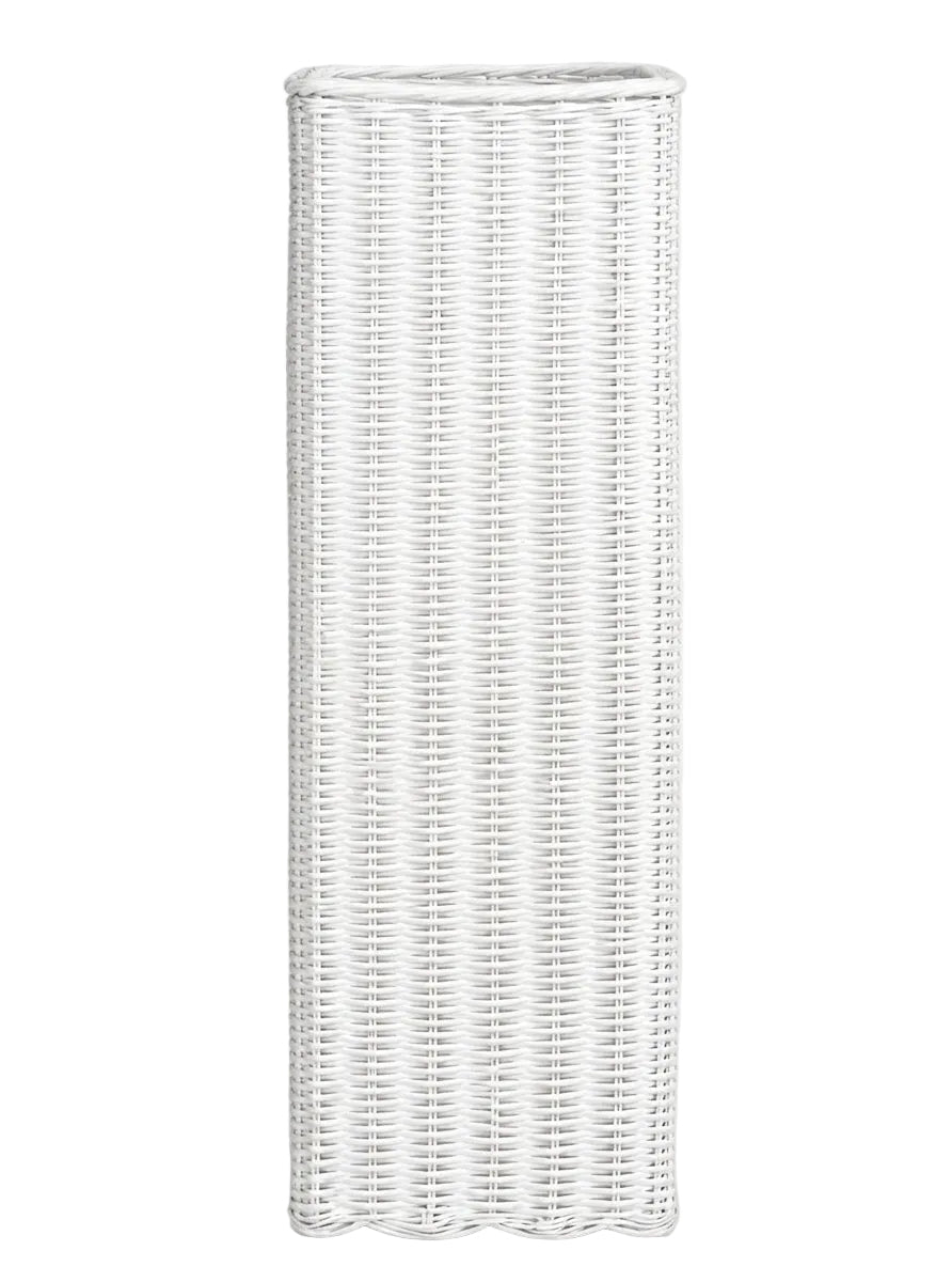 White Square Scalloped Wicker Urn and Pedestal (2 Options)
