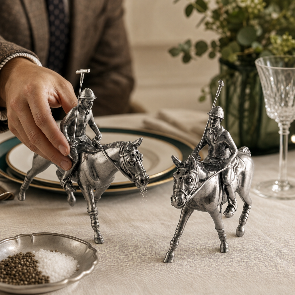 Pewter Polo Player Salt & Pepper Set