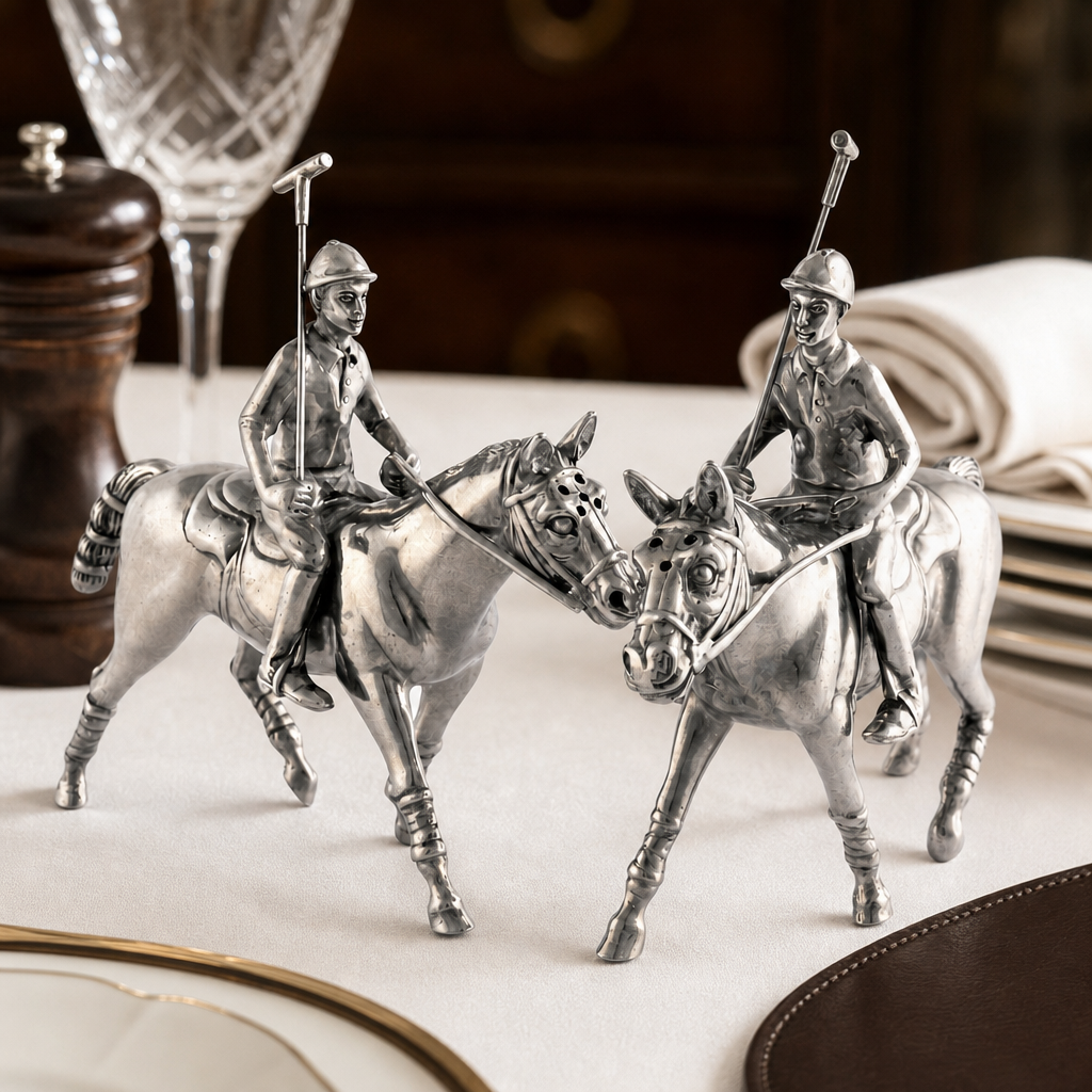 Pewter Polo Player Salt & Pepper Set