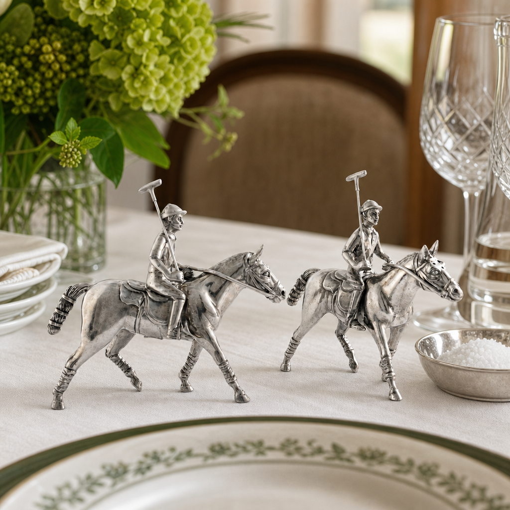 Pewter Polo Player Salt & Pepper Set
