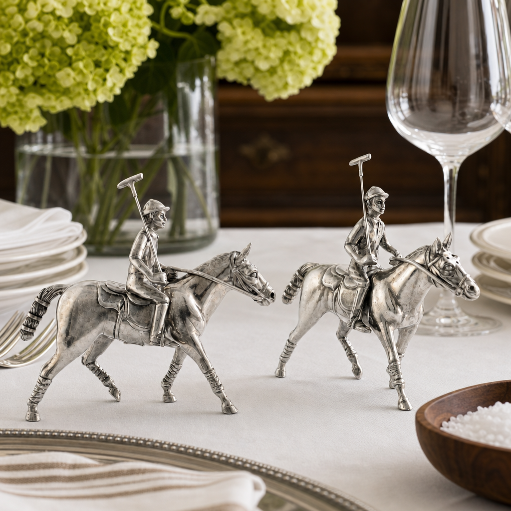 Pewter Polo Player Salt & Pepper Set