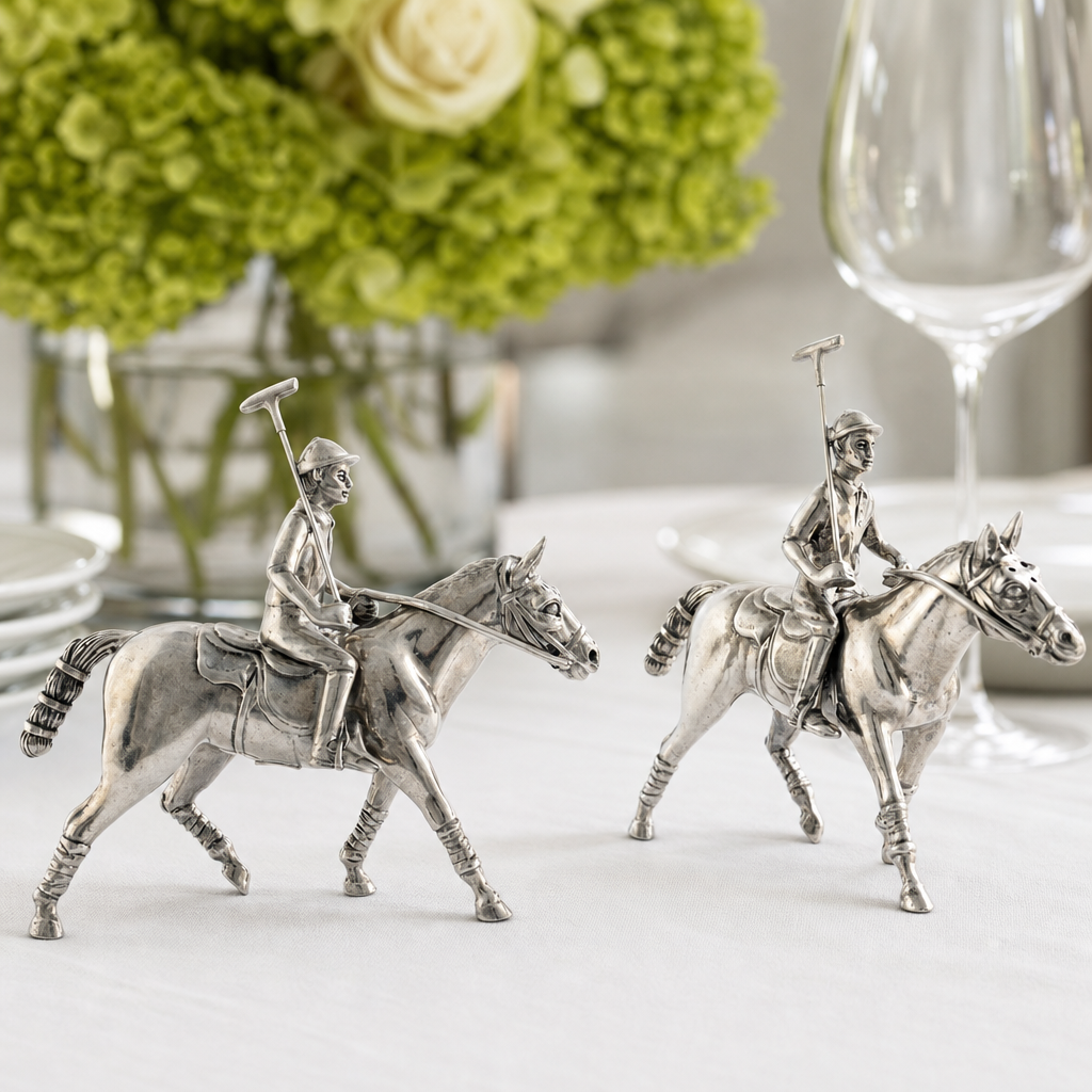 Pewter Polo Player Salt & Pepper Set