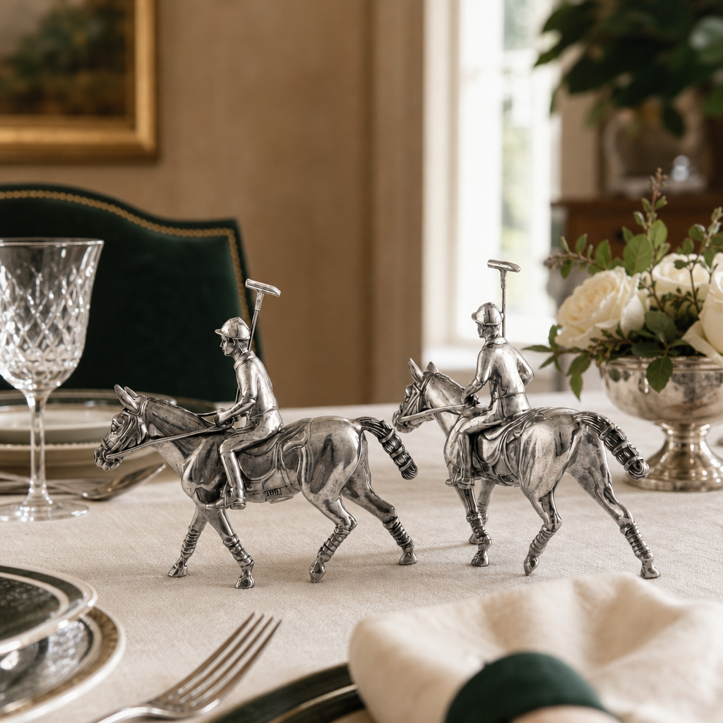 Pewter Polo Player Salt & Pepper Set