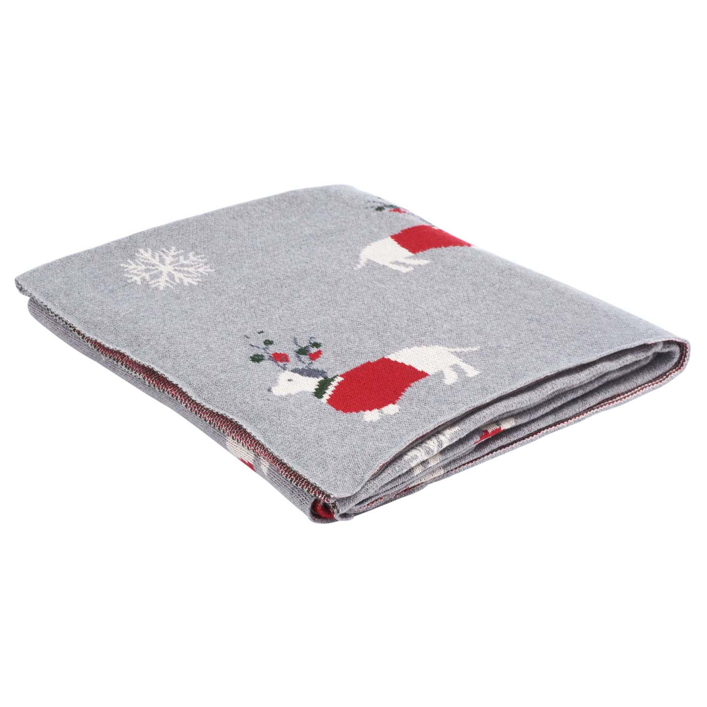 Sleighbells Throw Blanket | Safavieh - HOL2012 - Grey / Red